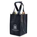 4 Bottle – Wine Tote, Black – Custom Print – Pack of 100 Cellar Dynamics