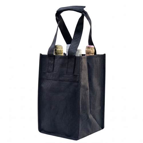 4 Bottle – Wine Tote, Black – Pack of 100 Cellar Dynamics