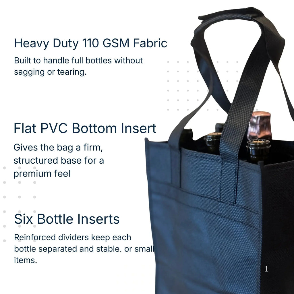 6 Bottle – Wine Tote, Black – Pack of 1 Cellar Dynamics